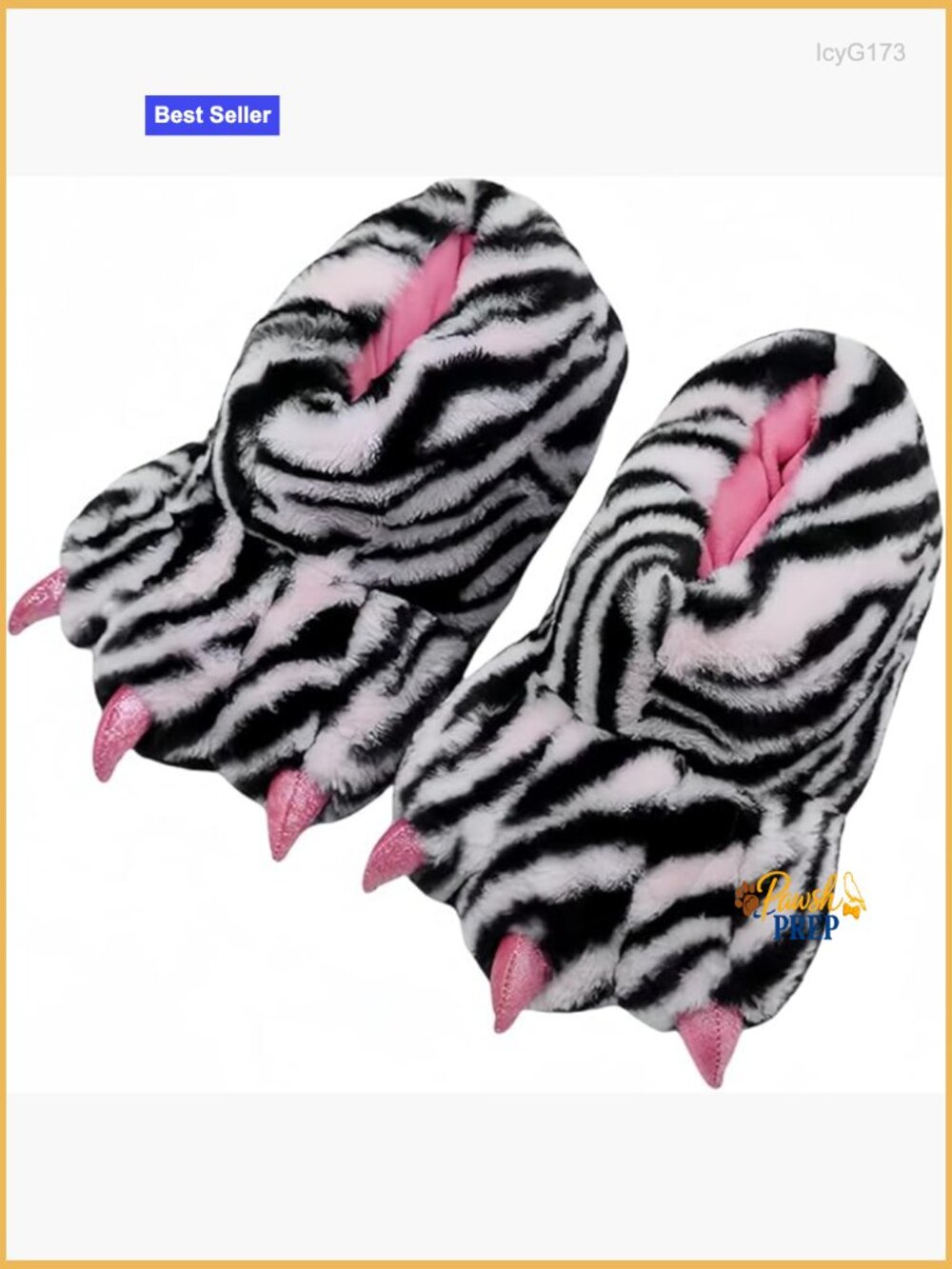 Furry Monster Paw Slippers - Plush Animal Claw Slippers for Adults - Non-Slip